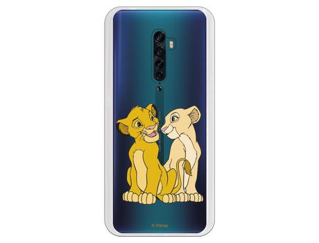 Funda para Oppo Reno2 Oficial de Disney Simba y Nala Silueta - El Rey León