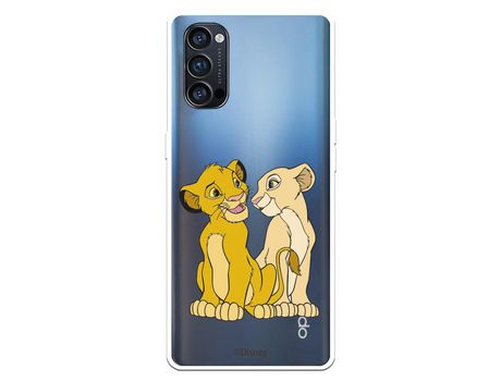 Funda para Oppo Reno 4 Pro Oficial de Disney Simba y Nala Silueta - El Rey León