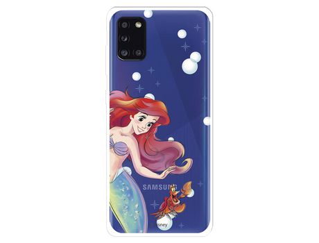Funda para Samsung Galaxy A31 Oficial de Disney Ariel y Sebastián Burbujas - La Sirenita