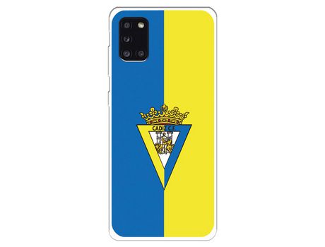 Funda para Samsung Galaxy A31 del Cádiz Escudo Fondo Bicolor - Licencia Oficial