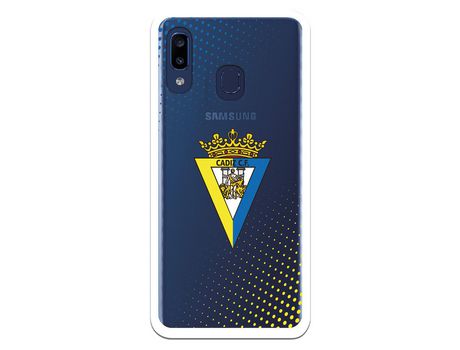 Funda para Samsung Galaxy A20E del Cádiz Escudo Transparente - Licencia Oficial