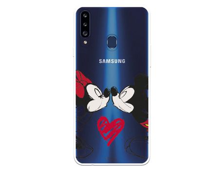 Funda para Samsung Galaxy A20S Oficial de Disney Mickey y Minnie Beso - Clásicos Disney