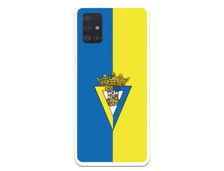 Funda para Samsung Galaxy A51 del Cádiz Escudo Fondo Bicolor - Licencia Oficial