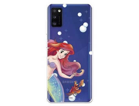 Funda para Samsung Galaxy A41 Oficial de Disney Ariel y Sebastián Burbujas - La Sirenita