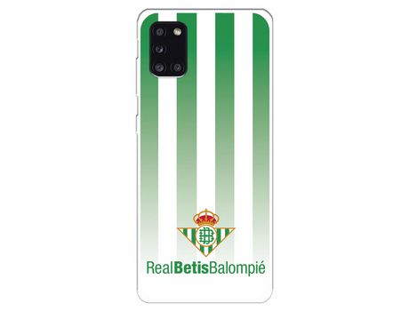 Funda para Samsung Galaxy A31 del Betis Fondo Rayas Verdiblancas - Licencia Oficial