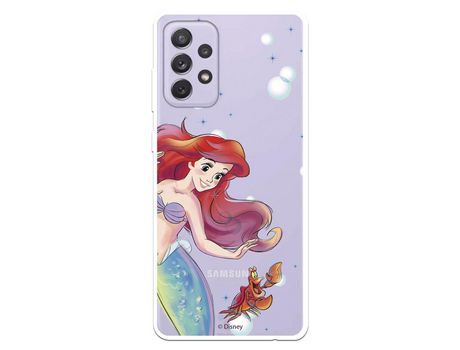 Funda para Samsung Galaxy A72 5G Oficial de Disney Ariel y Sebastián Burbujas - La Sirenita