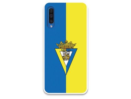 Funda para Samsung Galaxy A50 del Cádiz Escudo Fondo Bicolor - Licencia Oficial