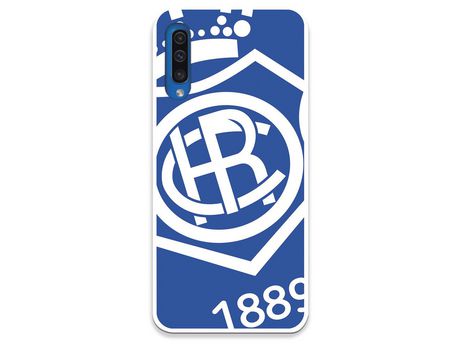 Funda para Samsung Galaxy A50 del Recre Escudo Fondo azul - Licencia Oficial Real Club Recreativo de Huelva
