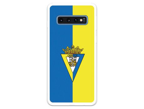 Funda para Samsung Galaxy S10 Plus del Cádiz Escudo Fondo Bicolor - Licencia Oficial