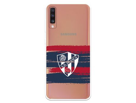 Funda para Samsung Galaxy A70 del Huesca Rayas Transparente - Licencia Oficial SD Huesca