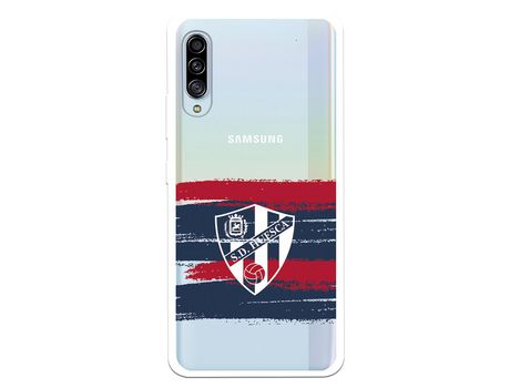 Funda para Samsung Galaxy A90 5G del Huesca Rayas Transparente - Licencia Oficial SD Huesca