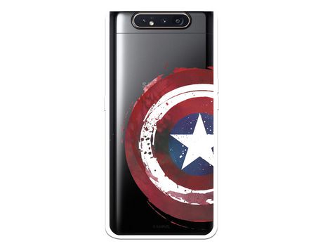 Funda para Samsung Galaxy A80 Oficial de Marvel Capitan America Escudo Transparente