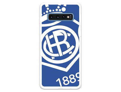 Funda para Samsung Galaxy S10 Plus del Recre Escudo Fondo azul - Licencia Oficial Real Club Recreativo de Huelva