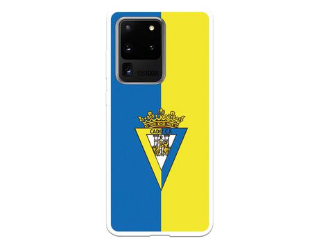 Funda para Samsung Galaxy S20 Ultra del Cádiz Escudo Fondo Bicolor - Licencia Oficial