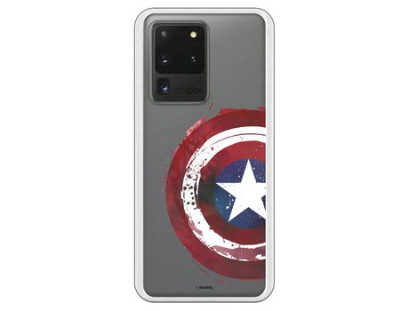 Funda para Samsung Galaxy S20 Ultra Oficial de Marvel Capitan America Escudo Transparente