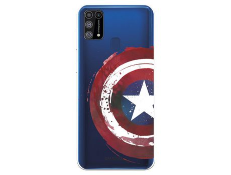 Funda para Samsung Galaxy M31 Oficial de Marvel Capitan America Escudo Transparente