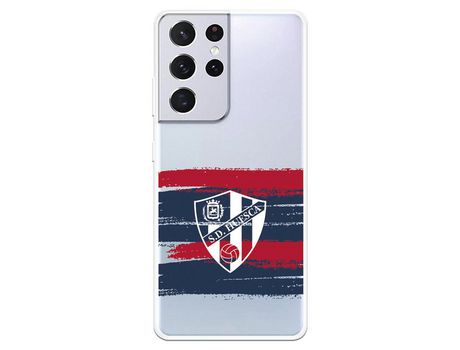 Funda para Samsung Galaxy S21 Ultra del Huesca Rayas Transparente - Licencia Oficial SD Huesca