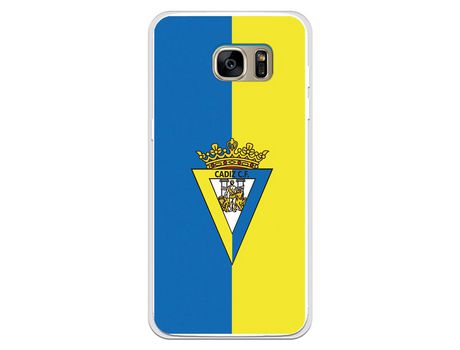 Funda para Samsung Galaxy S7 Edge del Cádiz Escudo Fondo Bicolor - Licencia Oficial