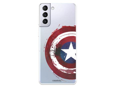 Funda para Samsung Galaxy S21 Plus Oficial de Marvel Capitan America Escudo Transparente