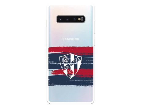 Funda para Samsung Galaxy S10 Plus del Huesca Rayas Transparente - Licencia Oficial SD Huesca