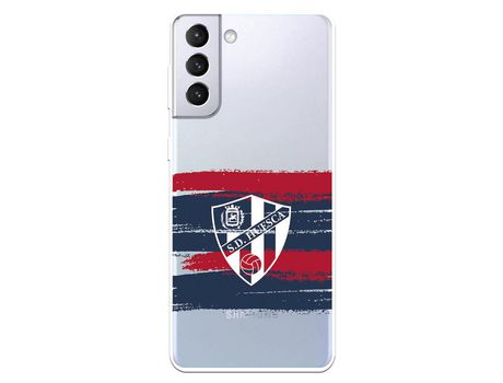 Funda para Samsung Galaxy S21 Plus del Huesca Rayas Transparente - Licencia Oficial SD Huesca