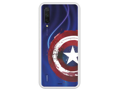 Funda para Xiaomi Mi 9 Lite Oficial de Marvel Capitan America Escudo Transparente