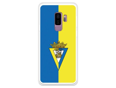Funda para Samsung Galaxy S9 Plus del Cádiz Escudo Fondo Bicolor - Licencia Oficial