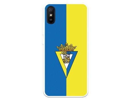 Funda para Xiaomi Redmi 9A del Cádiz Escudo Fondo Bicolor - Licencia Oficial