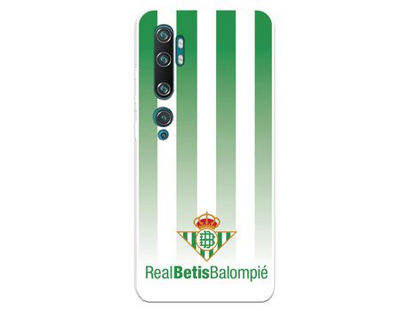 Funda para Xiaomi Mi Note 10 Pro del Betis Fondo Rayas Verdiblancas - Licencia Oficial