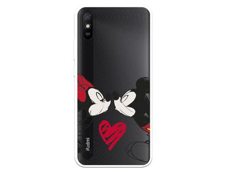 Funda para Xiaomi Redmi 9A Oficial de Disney Mickey y Minnie Beso - Clásicos Disney