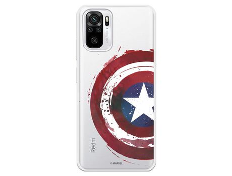 Funda para Xiaomi Redmi Note 10 Oficial de Marvel Capitan America Escudo Transparente