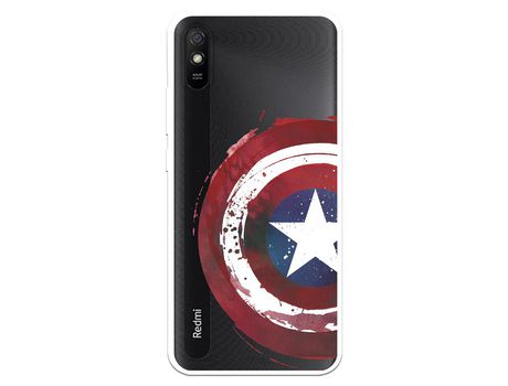 Funda para Xiaomi Redmi 9A Oficial de Marvel Capitan America Escudo Transparente