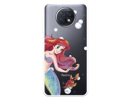 Funda para Xiaomi Redmi Note 9T Oficial de Disney Ariel y Sebastián Burbujas - La Sirenita