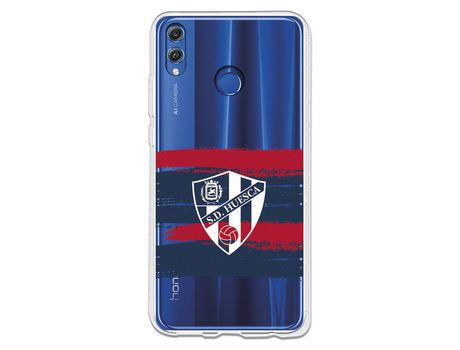 Funda para Huawei Honor 8X del Huesca Rayas Transparente - Licencia Oficial SD Huesca