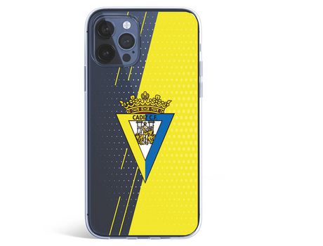 Funda para iPhone 12 Pro del Cádiz Fondo Amarillo y Transparente - Licencia Oficial