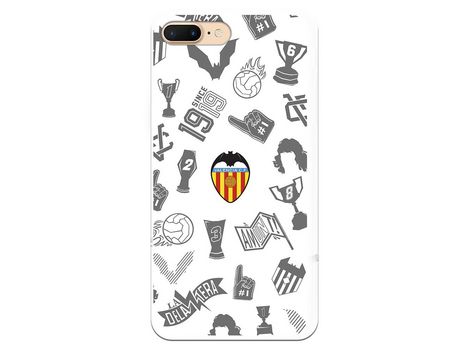 Funda para iPhone 7 Plus del Valencia Stickers Gris Escudo Color - Licencia Oficial Valencia CF