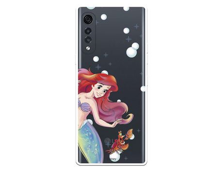 Funda para LG Velvet 5G Oficial de Disney Ariel y Sebastián Burbujas - La Sirenita