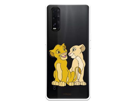 Funda para Oppo Find X2 Oficial de Disney Simba y Nala Silueta - El Rey León