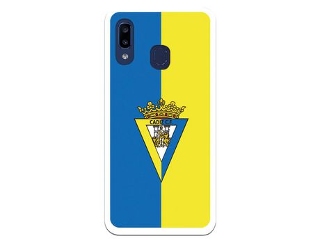 Funda para Samsung Galaxy A20E del Cádiz Escudo Fondo Bicolor - Licencia Oficial