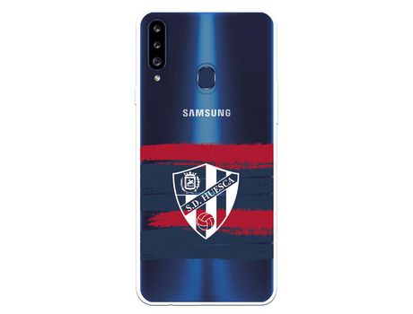 Funda para Samsung Galaxy A20S del Huesca Rayas Transparente - Licencia Oficial SD Huesca