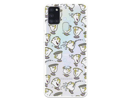 Funda para Samsung Galaxy A21S Oficial da Disney Chip Potts Siluetas La Bella y la Bestia