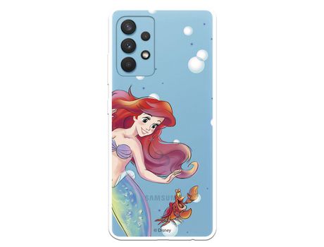 Funda para Samsung Galaxy A32 4G Oficial de Disney Ariel y Sebastián Burbujas - La Sirenita