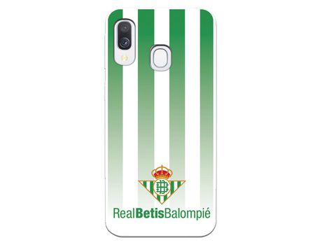 Funda para Samsung Galaxy A40 del Betis Fondo Rayas Verdiblancas - Licencia Oficial