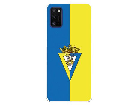 Funda para Samsung Galaxy A41 del Cádiz Escudo Fondo Bicolor - Licencia Oficial