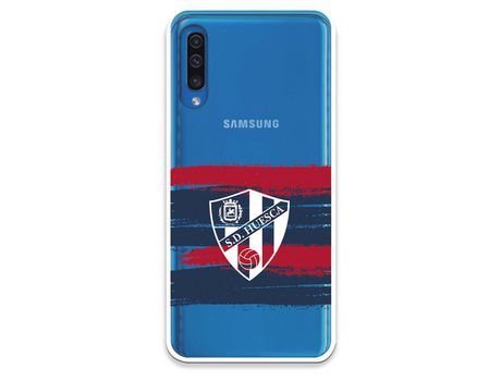 Funda para Samsung Galaxy A50 del Huesca Rayas Transparente - Licencia Oficial SD Huesca