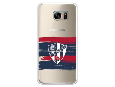 Funda para Samsung Galaxy S7 Edge del Huesca Rayas Transparente - Licencia Oficial SD Huesca