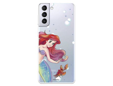Funda para Samsung Galaxy S21 Plus Oficial de Disney Ariel y Sebastián Burbujas - La Sirenita