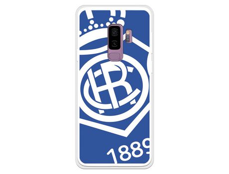 Funda para Samsung Galaxy S9 Plus del Recre Escudo Fondo azul - Licencia Oficial Real Club Recreativo de Huelva