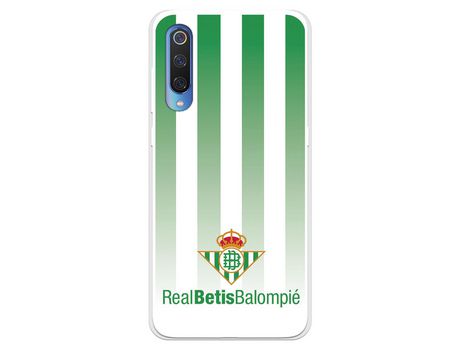 Funda para Xiaomi Mi 9 del Betis Fondo Rayas Verdiblancas - Licencia Oficial