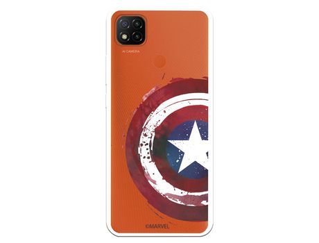 Funda para Xiaomi Redmi 9C Oficial de Marvel Capitan America Escudo Transparente